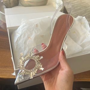 Amina Muaddi Begum glass slingbacks size 35 NWT